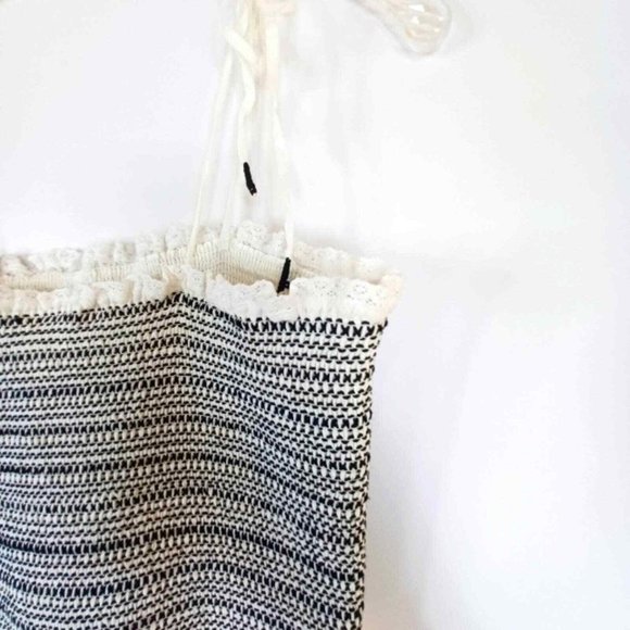 KISUII WMNS Sz S Smocked Black White Summer Midi Dress, Frill, Split Hem Layered - Picture 8 of 12